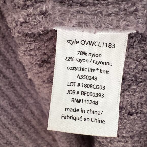 BAREFOOT DREAMS Cozychic Lite Knit Open Cardigan Sweater Purple/Gray L/XL Hygge - Picture 9 of 11